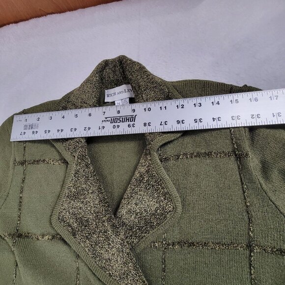 Rich and Levy Womens Medium Green Double Breasted Knit Work Blazer Jacket - Picture 4 of 7